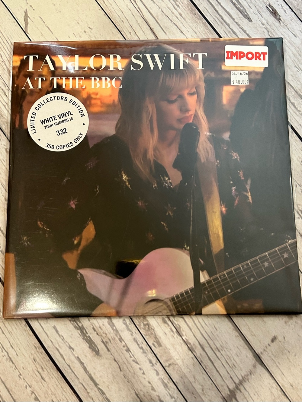 Taylor Swift at the BBC unofficial limited edition White vinyl pressing, 2024